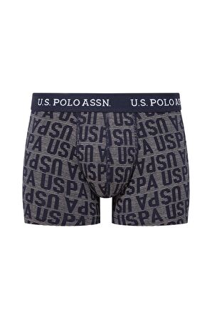 U.S. POLO ASSN. Erkek İndigo-Lacivert-Baskılı 3 lü Boxer 