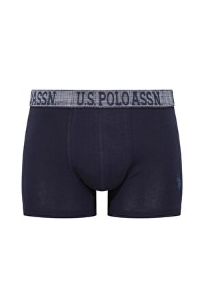 U.S. POLO ASSN. Erkek İndigo-Lacivert-Baskılı 3 lü Boxer 