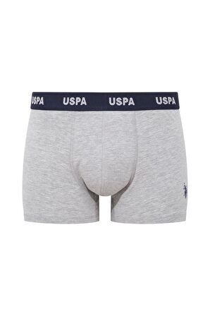 U.S. POLO ASSN. Erkek Gri Melanj-Bordo-Baskılı 3 lü Boxer 