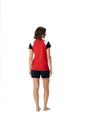 U.S. Polo Assn.  Kadın Kırmızı T-Shirt Cepli Şort Takımı 