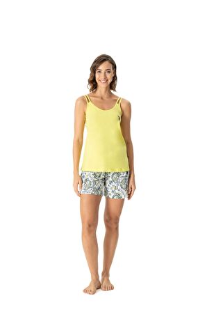 U.S. Polo Assn.  Kadın Neon Sarı Atlet Şort Takımı 