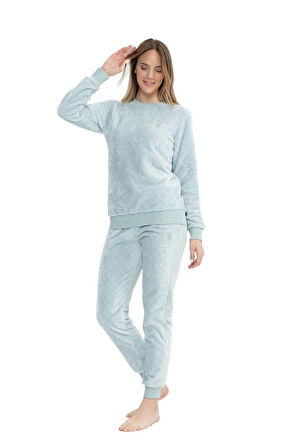 U.S POLO 17080 KADIN PELUŞ O YAKA PİJAMA TAKIM