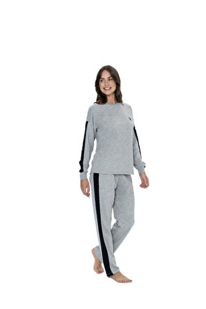 U.S. Polo Assn. Kadın Gri Melanj Pijama Takım 17076 