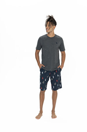 U.S. Polo Assn. Erkek Antrasit Melanj Şort Takım 