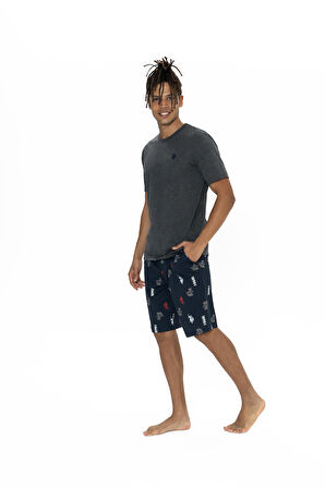 U.S. Polo Assn. Erkek Antrasit Melanj Şort Takım 
