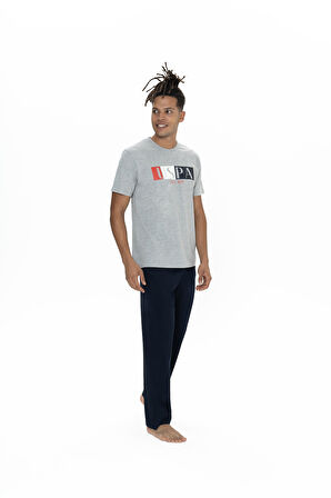 U.S. Polo Assn. Erkek Gri Melanj Pijama Takım 