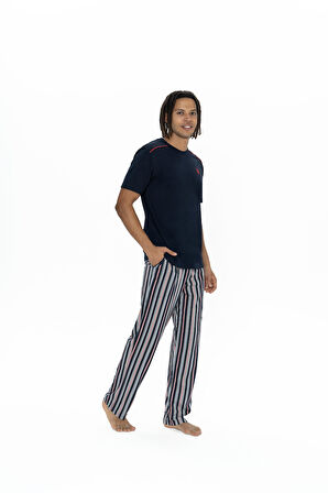 U.S. Polo Assn. Erkek Lacivert 3 Lü Pijama Takım 