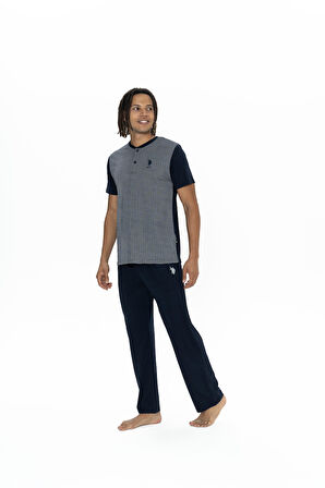 U.S. Polo Assn. Erkek Lacivert 3 Lü Pijama Takım 