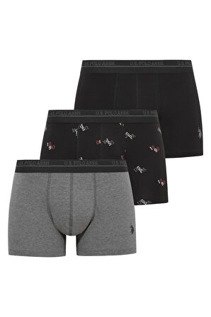 U.S. Polo Assn.  Erkek 200 Siyah-Antrasit Melanj - Siyah 3 lü Boxer 