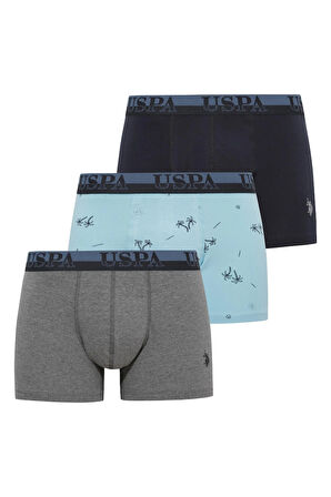 U.S. Polo Assn.  Erkek Mavi-Lacivert-Antrasit Melanj 3 lü Boxer 