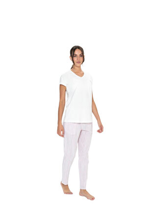 U.S. Polo Assn. Kadın Ekru Pijama Takım 20019 