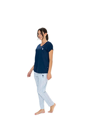U.S. Polo Assn. Kadın Lacivert Pijama Takım 20019 