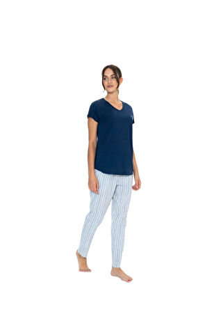 U.S. Polo Assn. Kadın Lacivert Pijama Takım 20019 