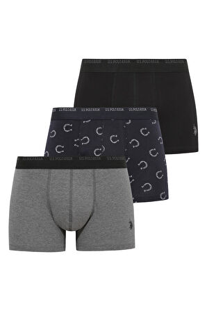 U.S. Polo Assn.  Erkek 211 Lacivert-Antrasit Melanj - Sİyah3 lü Boxer 
