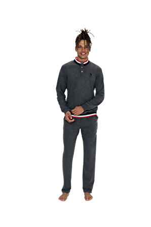 U.S. Polo Assn. Erkek Antrasit Melanj Pijama Takım 18922 