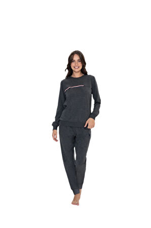 U.S. Polo Assn. Kadın Antrasit Melanj Pijama Takım 20111 