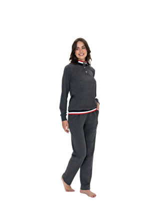 U.S. Polo Assn. Kadın Antrasit Melanj Pijama Takım 20112 