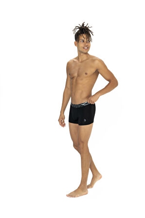U.S. Polo Assn. Erkek Siyah - Antrasit - Baskılı 3 lü Boxer 