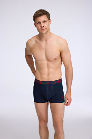  Erkek Lacivert - Kırmızı - Baskılı 3 lü Boxer 