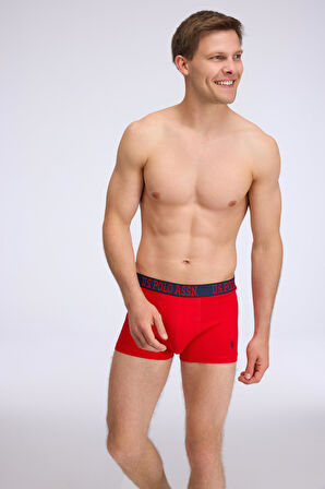  Erkek Lacivert - Kırmızı - Baskılı 3 lü Boxer 