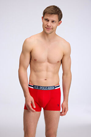  Erkek Gri - Kırmızı - Lacivert 3 lü Boxer 