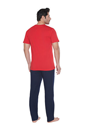 U.S. Polo Assn. Erkek Kırmızı Yuvarlak Yaka Pijama Takım 