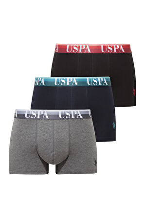U.S. Polo Assn. Erkek 201 Siyah - Antrasit  Melanj- Lacivert 3 lü Boxer 