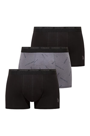 U.S. Polo Assn. 80651 Siyah - Siyah - Baskılı 3 lü Boxer 