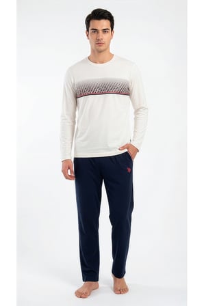 Erkek Ekru Pijama Takım