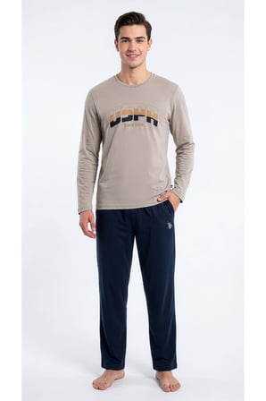 Erkek Bej Pijama Takım