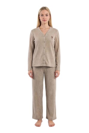 U.S. Polo Assn. Kadın Camel Pijama Takımı 20296 