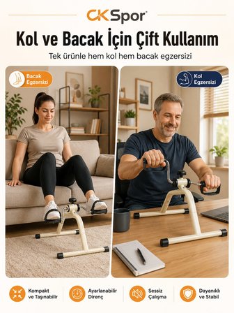 CKSpor Pratik Mini Egzersiz Bisikleti Kol Bacak Pedalı Kondisyon Bisikleti