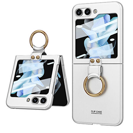Galaxy Z Flip 5 Kılıf Kıpta Yüzüklü Flip Sert Kapak