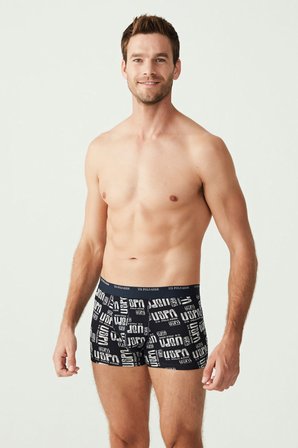 3'lü Pamuklu ve Likralı Erkek Boxer, , Uspa Yazı Baskılı Likralı Erkek Boxer