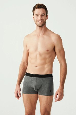 3'lü Pamuklu ve Likralı Erkek Boxer, , Uspa Yazı Baskılı Likralı Erkek Boxer
