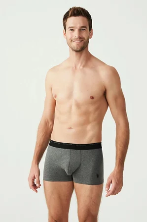 3'lü Pamuklu ve Likralı Erkek Boxer, , Uspa Yazı Baskılı Likralı Erkek Boxer