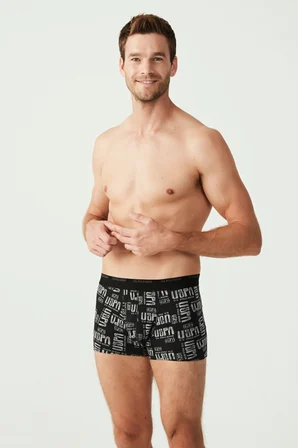 3'lü Pamuklu ve Likralı Erkek Boxer, , Uspa Yazı Baskılı Likralı Erkek Boxer
