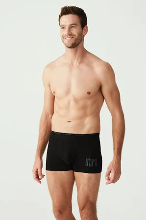 3'lü Pamuklu ve Likralı Erkek Boxer, , Uspa Yazı Baskılı Likralı Erkek Boxer