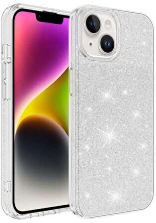 Apple iPhone 14 Kılıf Simli Renkli Silikon 