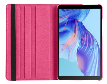Fuchsia Huawei Honor Pad X7 ile Uyumlu Standlı 360° Yatay Dikey Dönebilen Deri Tablet Kılıfı