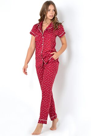 DoReMi Burgundy Heart Kısa Kollu Pijama Takımı