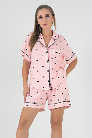 DoReMi Black Hearts Kısa Kollu Kadın Şortlu Pijama Takım