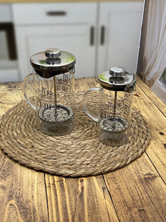 Hometarz French Press Cam Kahve Bitki Demliği 2 li 600 ml 350 ml