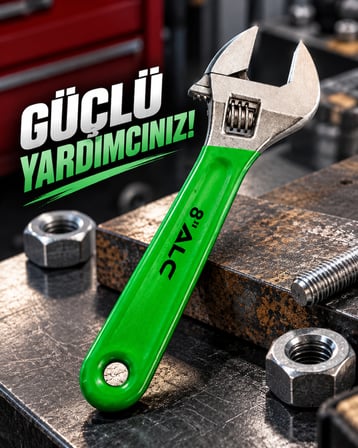 ALC 8 İnç Ayarlı Kurbağacık Anahtar İngiliz Anahtarı Somun Cıvata Sıkma El Aleti