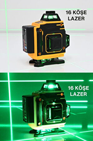 5v 0.8ah 360°16 Köşe Otomatik Hizalamalı Lazer Metre Hizalama Yeşil Çizgili Lazer Kumandalı
