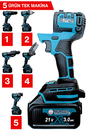 MUR-9019 5 Lİ Değişen Kafa Budama Testeresi Taşlama Darbeli Vidalama Kırıcı Hilti