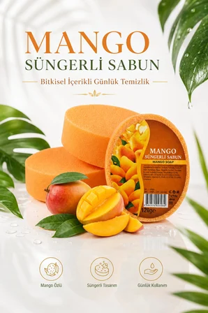 İnternatural Mango Süngerli Bitkisel Sabun 120 G