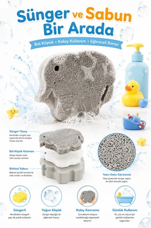 Kc Kids Club Toys'N Soaps Süngerli Oyuncak Bitkisel Banyo Sabunu Fil 120 G