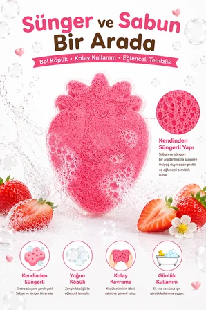 Dermolive Süngerli Oyuncak Bitkisel Banyo Sabunu Çilek 120 g