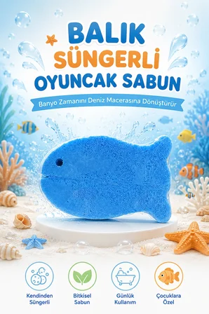 Dermolive Süngerli Oyuncak Bitkisel Banyo Sabunu Balık 120 g